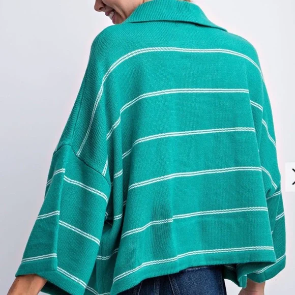 24 STRIPED DROP SHOULDER SWEATER TOP - Picture 3 of 5